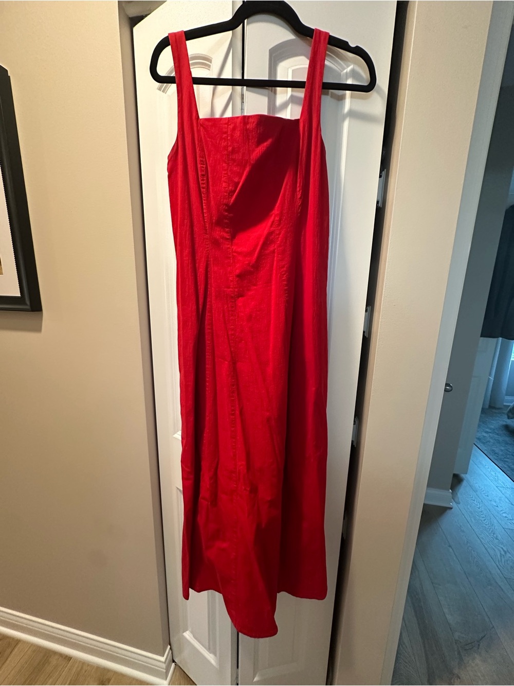 Abercrombie & Fitch Red Midi Dress with Square Neck